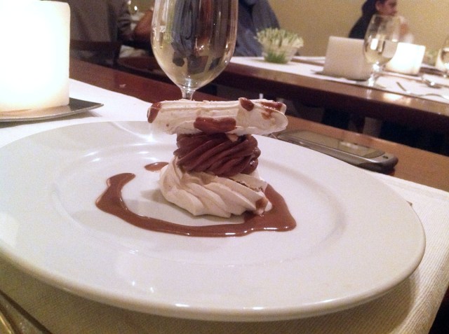 Hazelnut Meringue with Coffee Cream. 