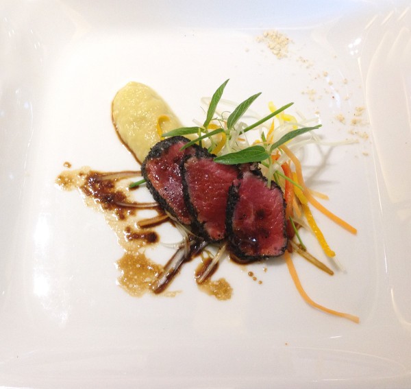 Tataki of lamb loin with ginger, sesame and soy