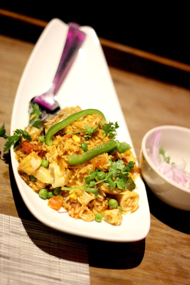 Peruvian Yellow chilli with prawns, squids and mussels Above 11, Bangkok