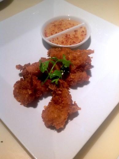 Sambal marinated corn flake crusted prawns, with a sweet & sour chilli sauce Blue Frog, Mumbai Sambal marinated corn flake crusted prawns, with a sweet & sour chilli sauce Blue Frog, Mumbai