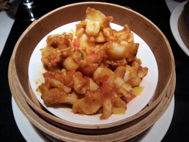 Steamed curried squid Royal China, Mumbai