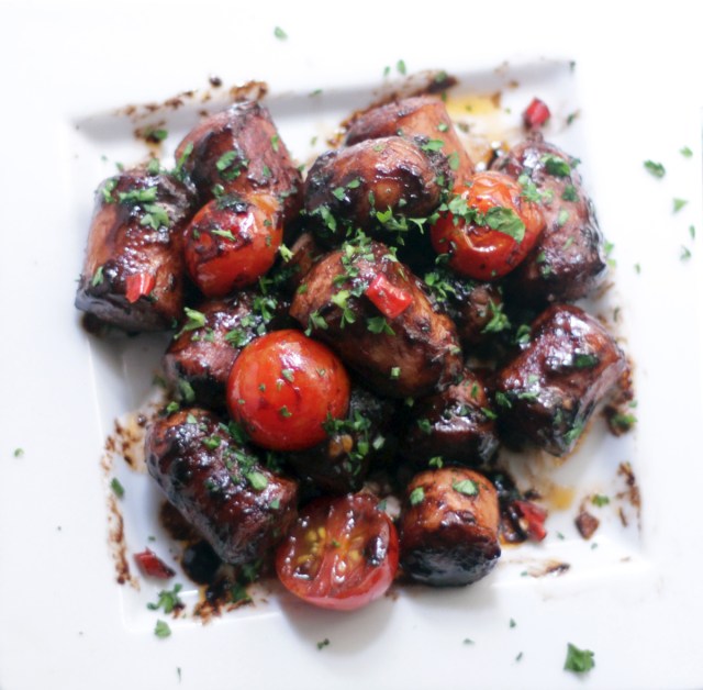 Sausages tossed in a rum-flavoured, spicy chocolate glaze