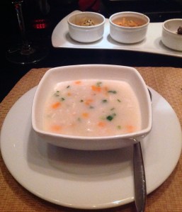 Crab meat with porridge