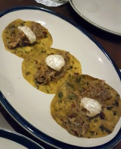 Desi Tacos - Methi theplas topped with Goan Pulled Pork Vindaloo The Bombay Canteen, Mumbai