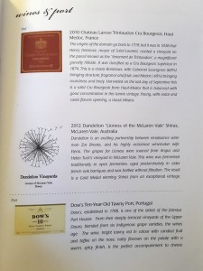 Singapore Airines Business Class wine menu