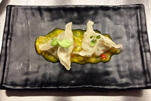 Baby Lobster Potstickers with Mango and Lychee Salsa, Nachiket Shetye pop-up, Le 15 Studio