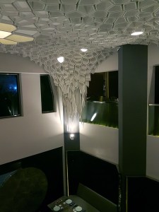 Honeycomb design on the ceiling, Jia, Mumbai