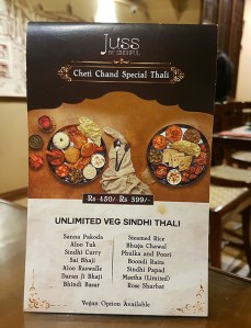 Thali menu, Juss by Sindhful, Khar, Mumbai