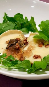 Baked robiola cheese Botticino, red onion marmalade, shaved black truffle, Trident BKC, Mumbai