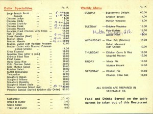 Paradise menu Pg 2, Paradise, Colaba